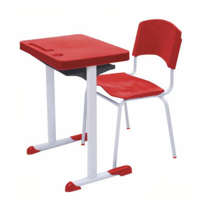 Kit Escolar Individual VERMELHO – (Mesa e Cadeira) – ADULTO – – COR VERMELHO – 40082 FORTALEZA MÓVEIS 2