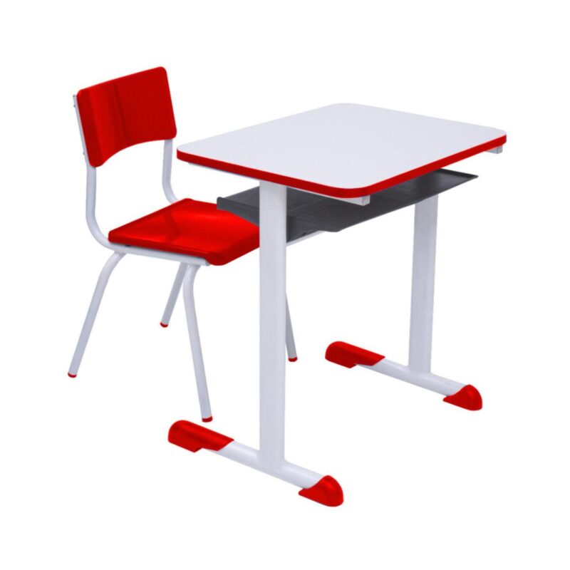 Kit Escolar Individual VERMELHO – (Mesa e Cadeira) – INFANTIL – MADEIRA – COR VERMELHO – 40086 FORTALEZA MÓVEIS 2