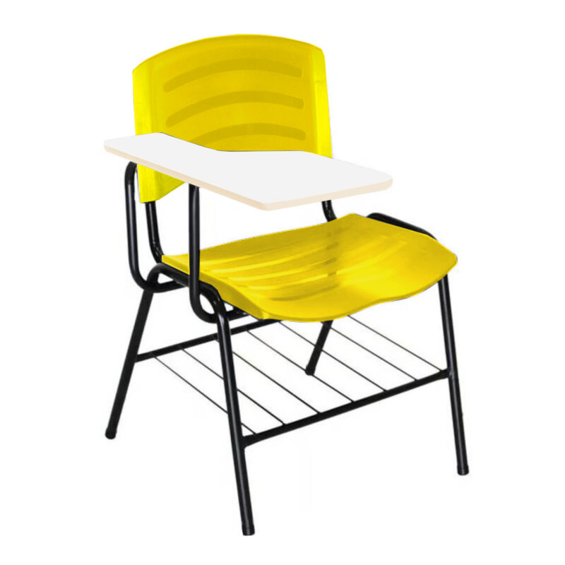 Cadeira Universitária Plástica com Prancheta MDF – COR AMARELO 34019 FORTALEZA MÓVEIS 2