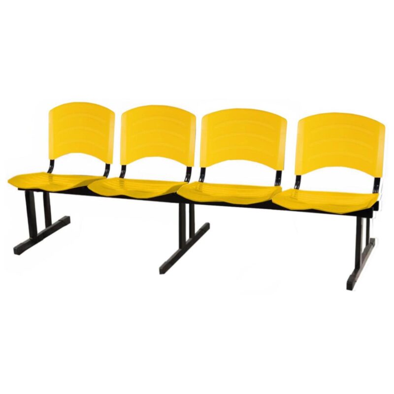 Cadeira Longarina PLASTICA 4 Lugares Cor Amarelo 33097 FORTALEZA MÓVEIS 2