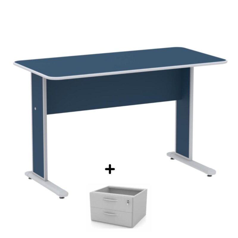 Mesa Escritório 1,20×0,60m c/ Gavetas – Cor Azul – 44085 FORTALEZA MÓVEIS 2