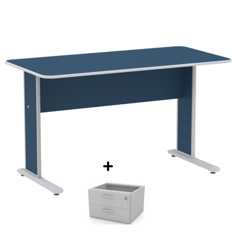 Mesa Escritório 1,50×0,60m c/ Gavetas – Cor Azul – 44087 FORTALEZA MÓVEIS 2