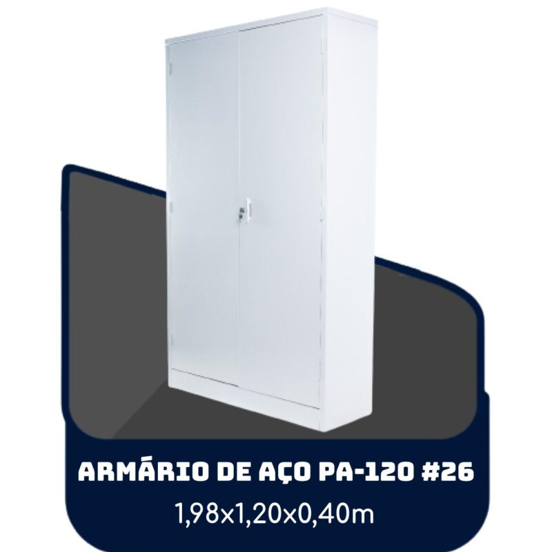 Armário de Aço PA 120 #26 – 1,98×1,20×0,40m – SA – 13121 FORTALEZA MÓVEIS 2