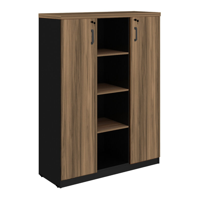 Armário Alto Credenza com Nicho – 1,61×1,20×0,45m NOGAL SEVILHA/PRETO – 21415 FORTALEZA MÓVEIS 2