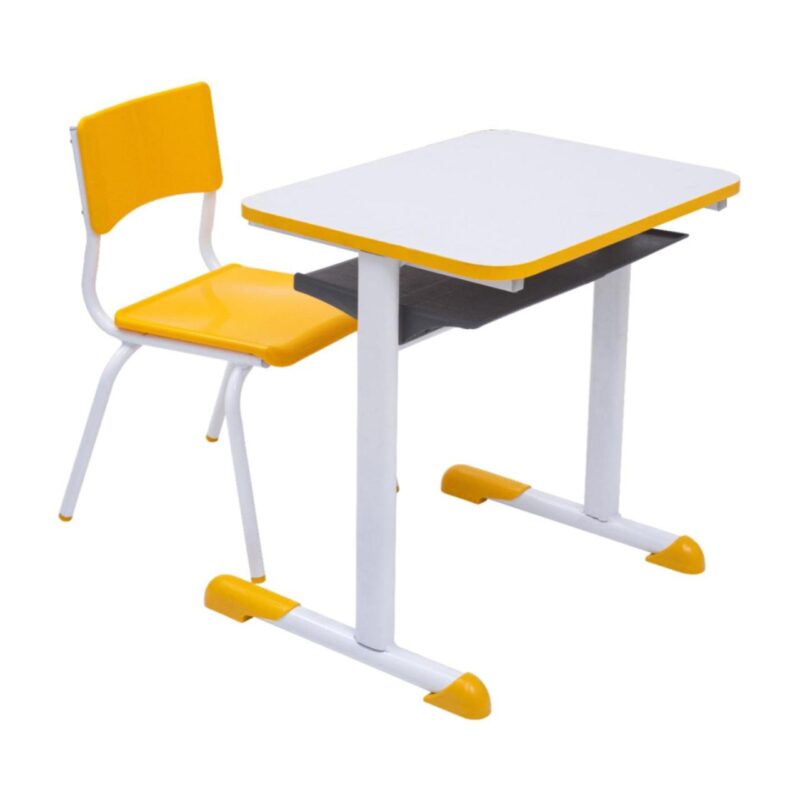 Kit Escolar Individual AMARELO – (Mesa e Cadeira) – JUVENIL – MDF – COR AMARELO – 40094 FORTALEZA MÓVEIS 2