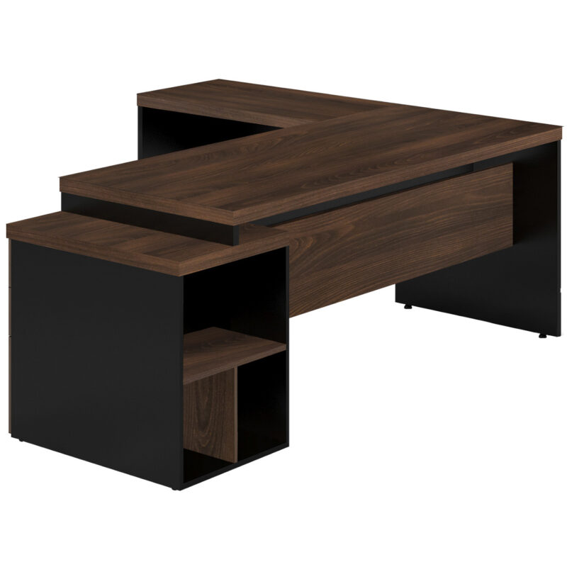 Mesa PEDESTAL com MESA AUXILIAR 1,92×1,60m – Marsala/Preto – 23484 FORTALEZA MÓVEIS 2